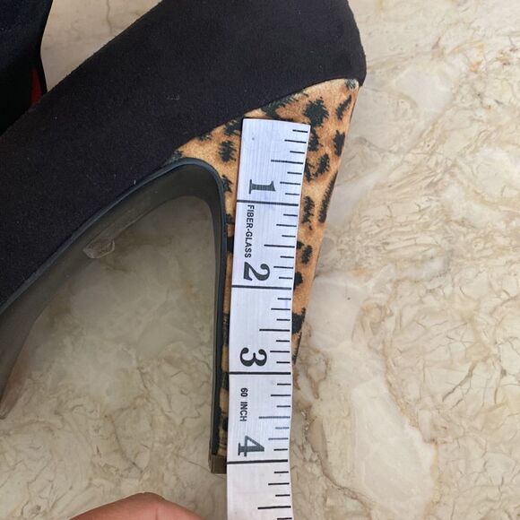 Call It Spring Platform Heels Red Black & Leopard Print - Picture 15 of 15